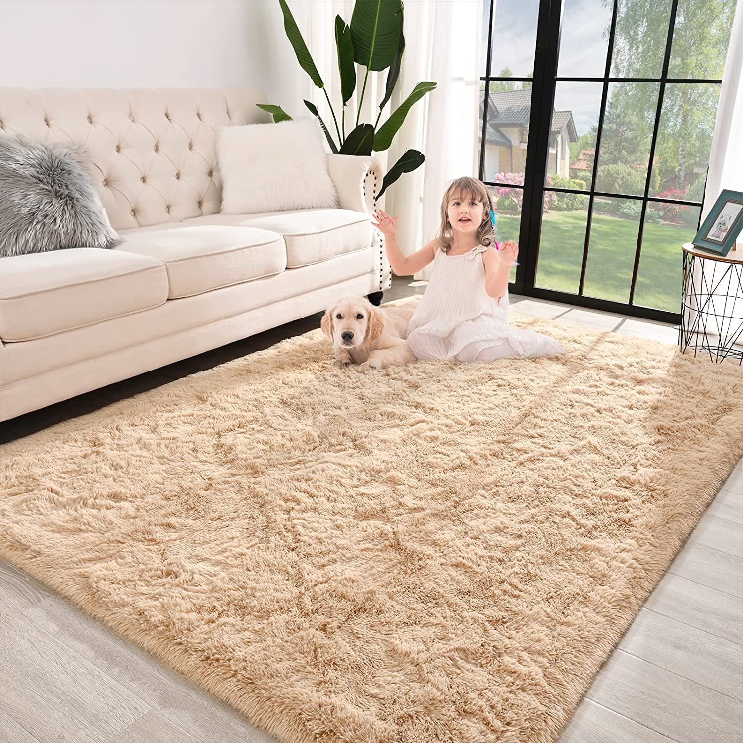 XL Extra Large Soft Shag Rug Carpet Mat (Beige, 300 x 200) - Image 18