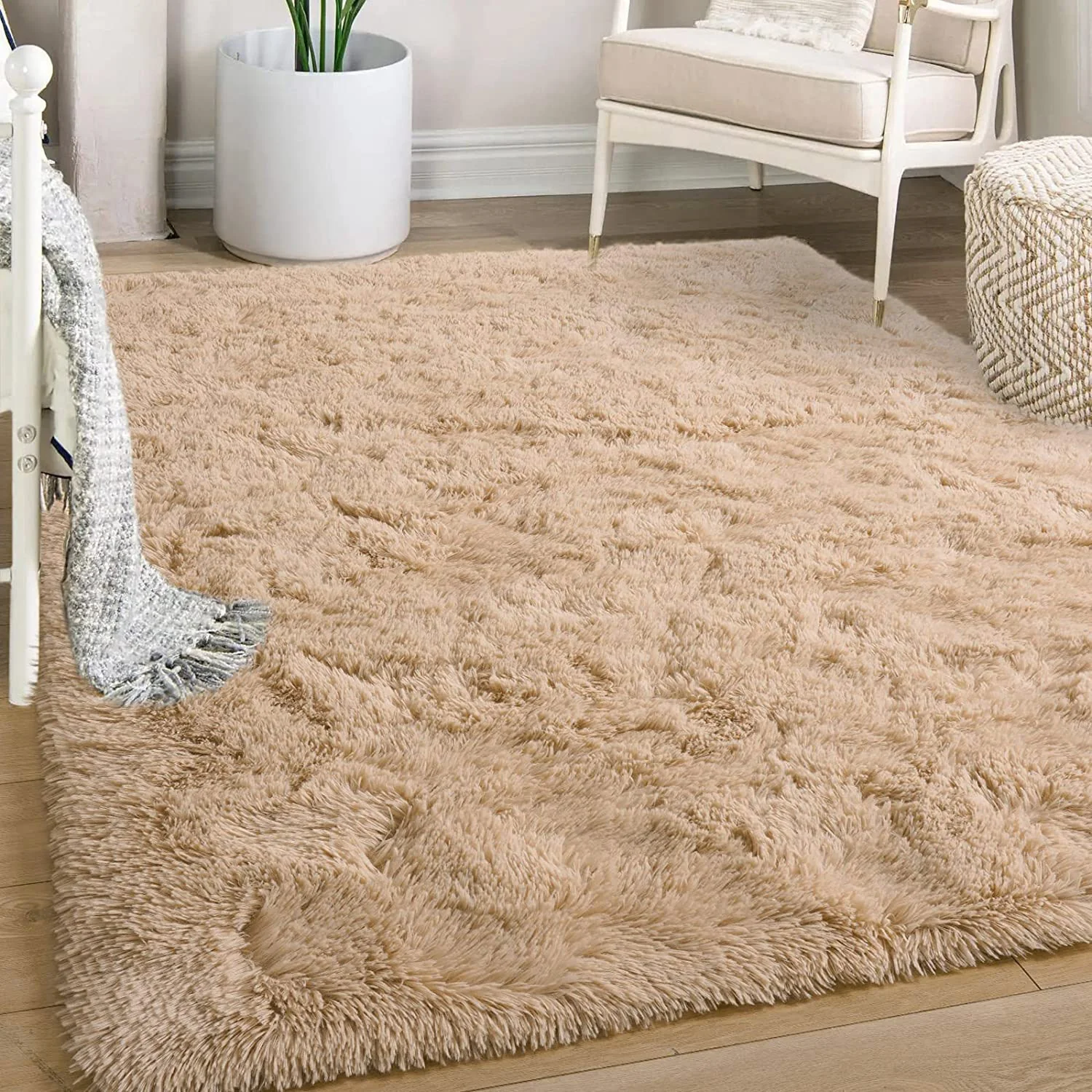 XL Extra Large Soft Shag Rug Carpet Mat (Beige, 300 x 200) - Image 3