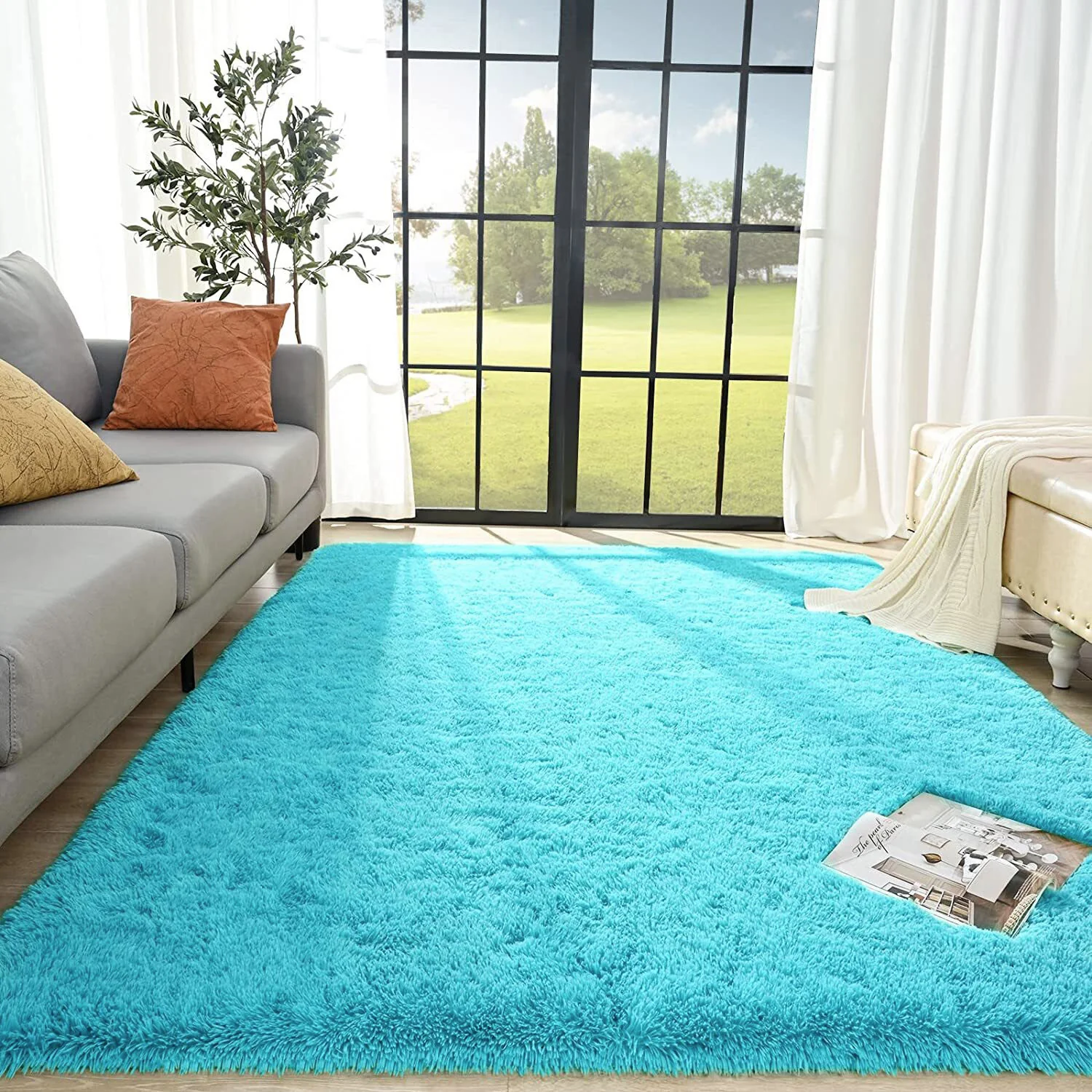 XL Extra Large Soft Shag Rug Carpet Mat (Blue, 300 x 200) - Image 10