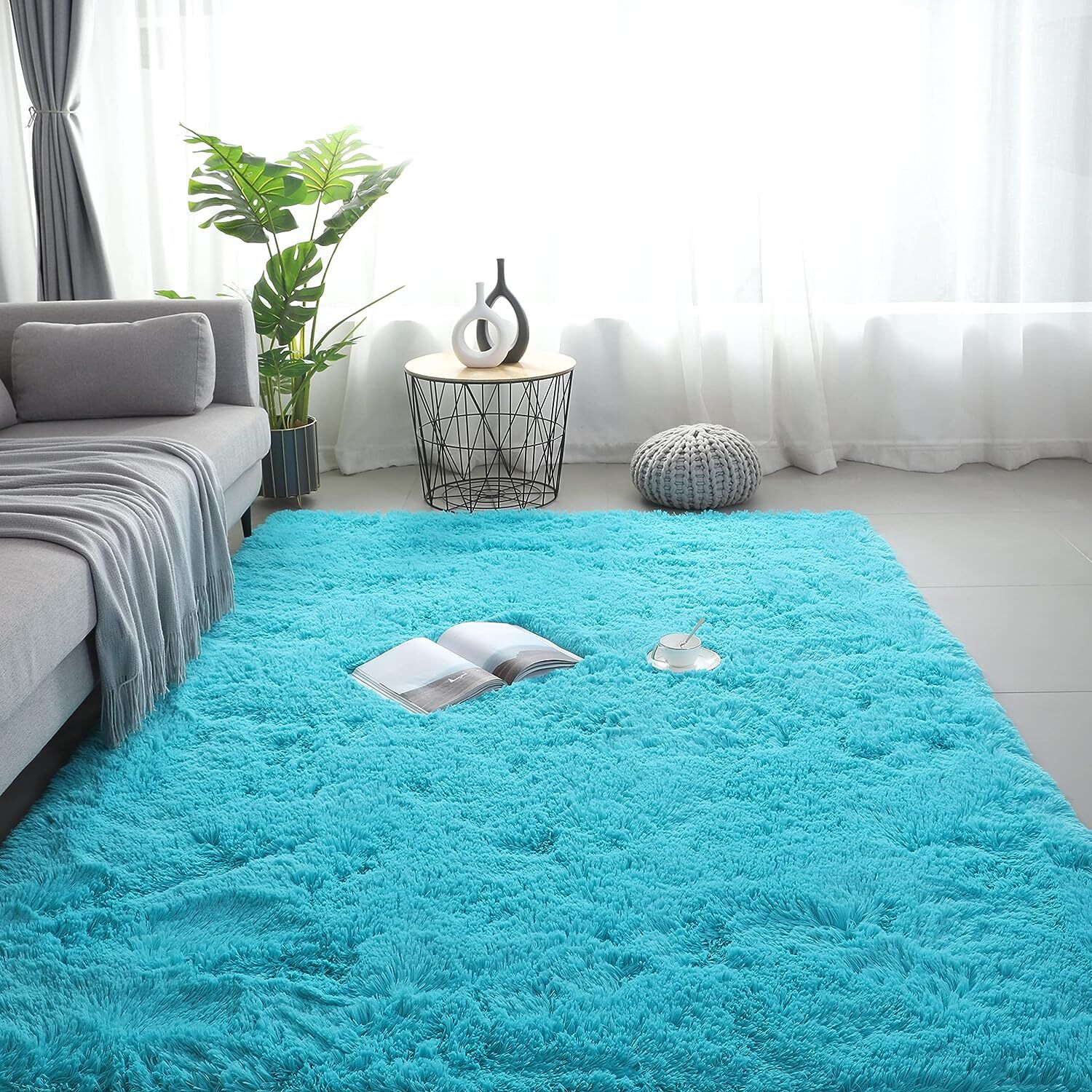XL Extra Large Soft Shag Rug Carpet Mat (Blue, 300 x 200) - Image 14