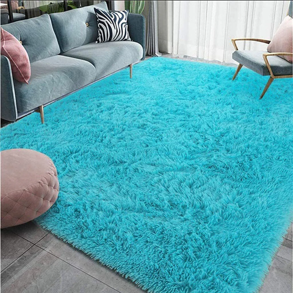 XL Extra Large Soft Shag Rug Carpet Mat (Blue, 300 x 200) - Image 4