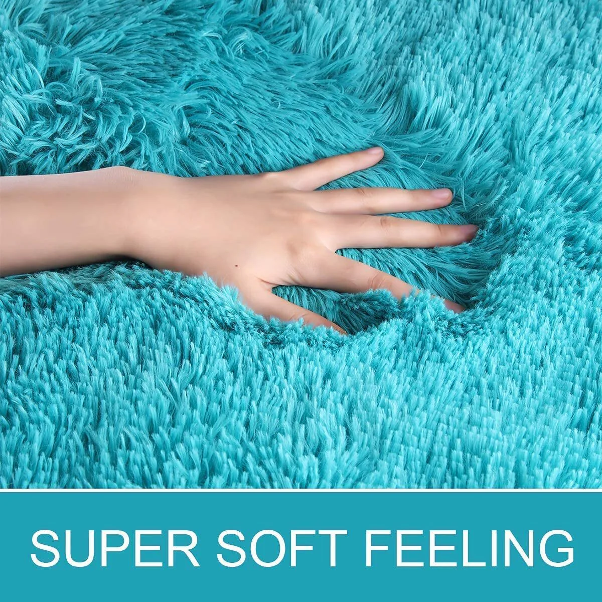 XL Extra Large Soft Shag Rug Carpet Mat (Blue, 300 x 200) - Image 8