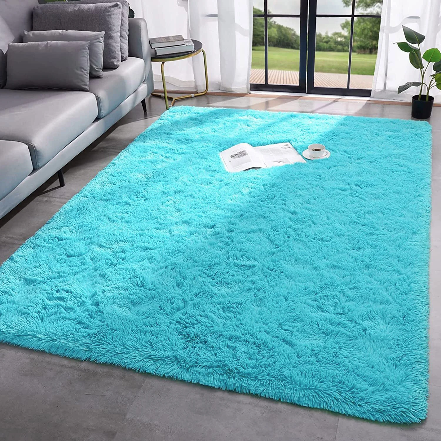 XL Extra Large Soft Shag Rug Carpet Mat (Blue, 300 x 200) - Image 9