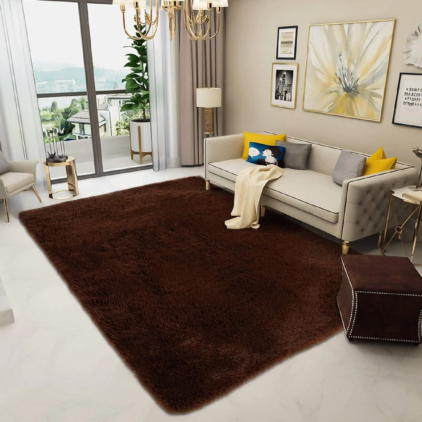 XL Extra Large Soft Shag Rug Carpet Mat (Chocolate, 300 x 200) - Image 11