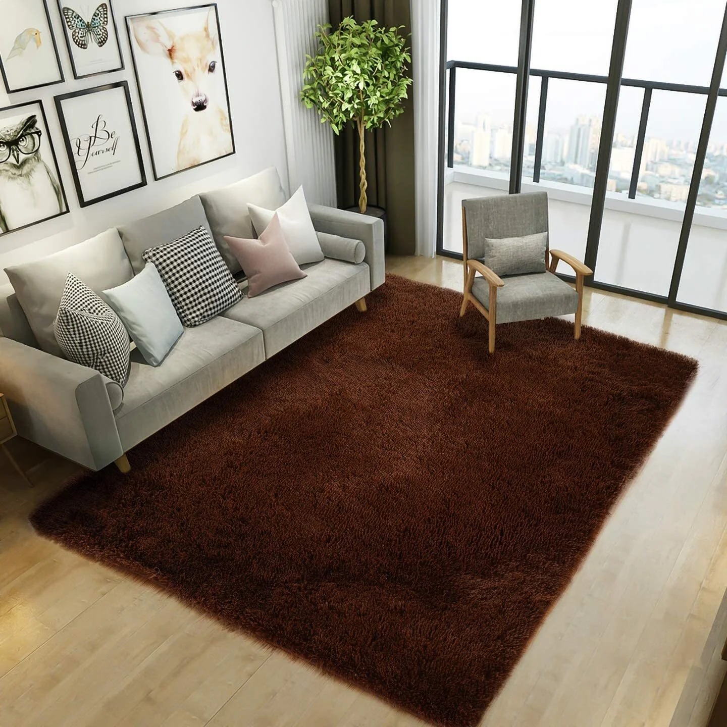 XL Extra Large Soft Shag Rug Carpet Mat (Chocolate, 300 x 200) - Image 12