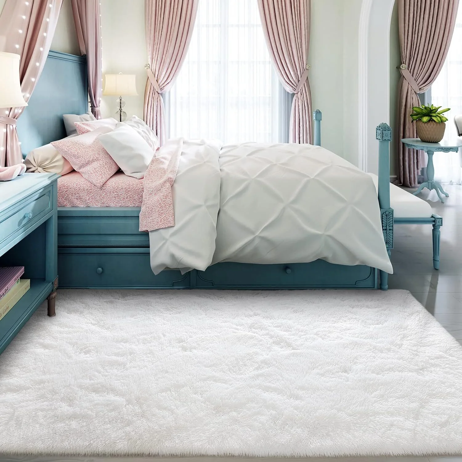 XL Extra Large Soft Shag Rug Carpet Mat (Cream White, 300 x 200) - Image 21