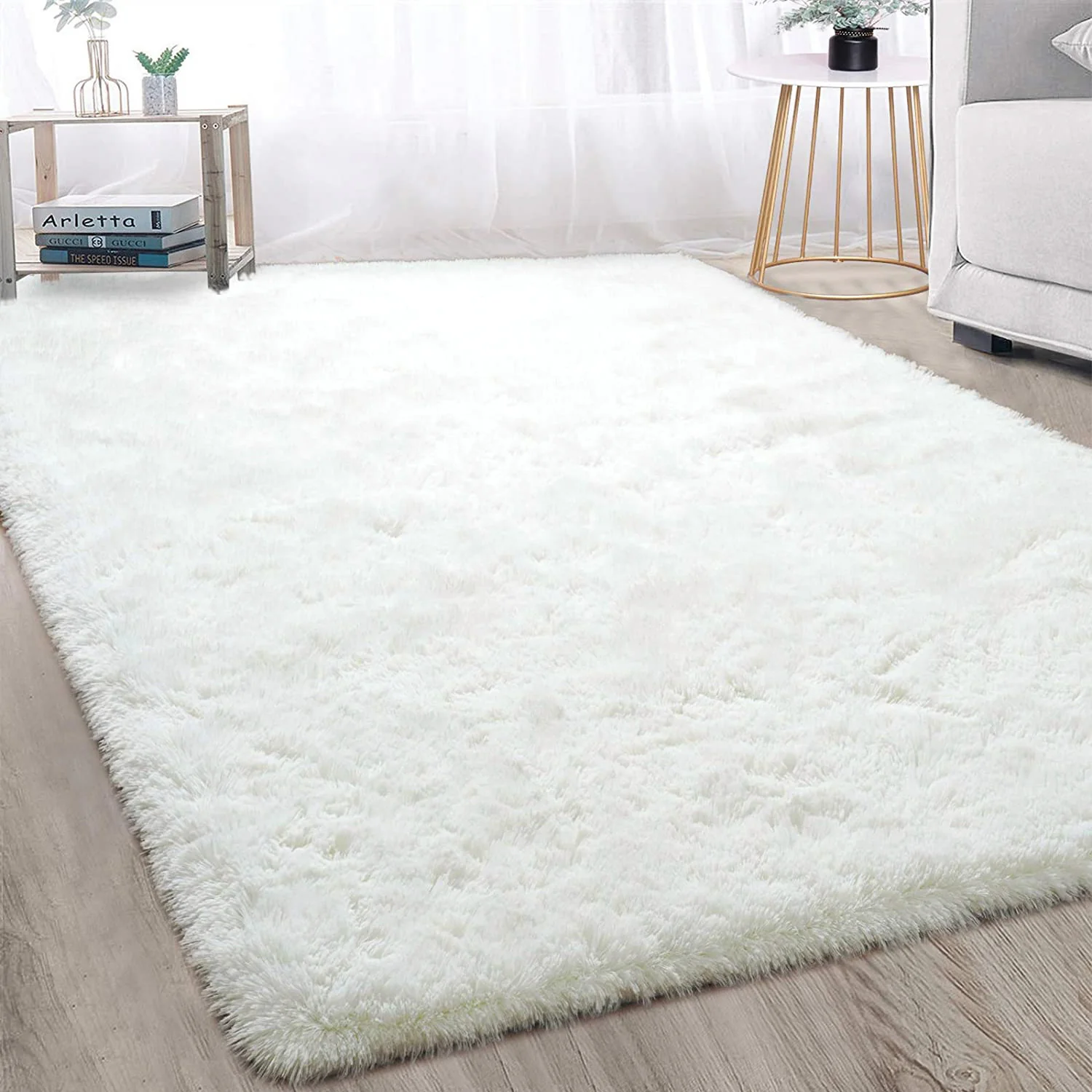 XL Extra Large Soft Shag Rug Carpet Mat (Cream White, 300 x 200) - Image 28