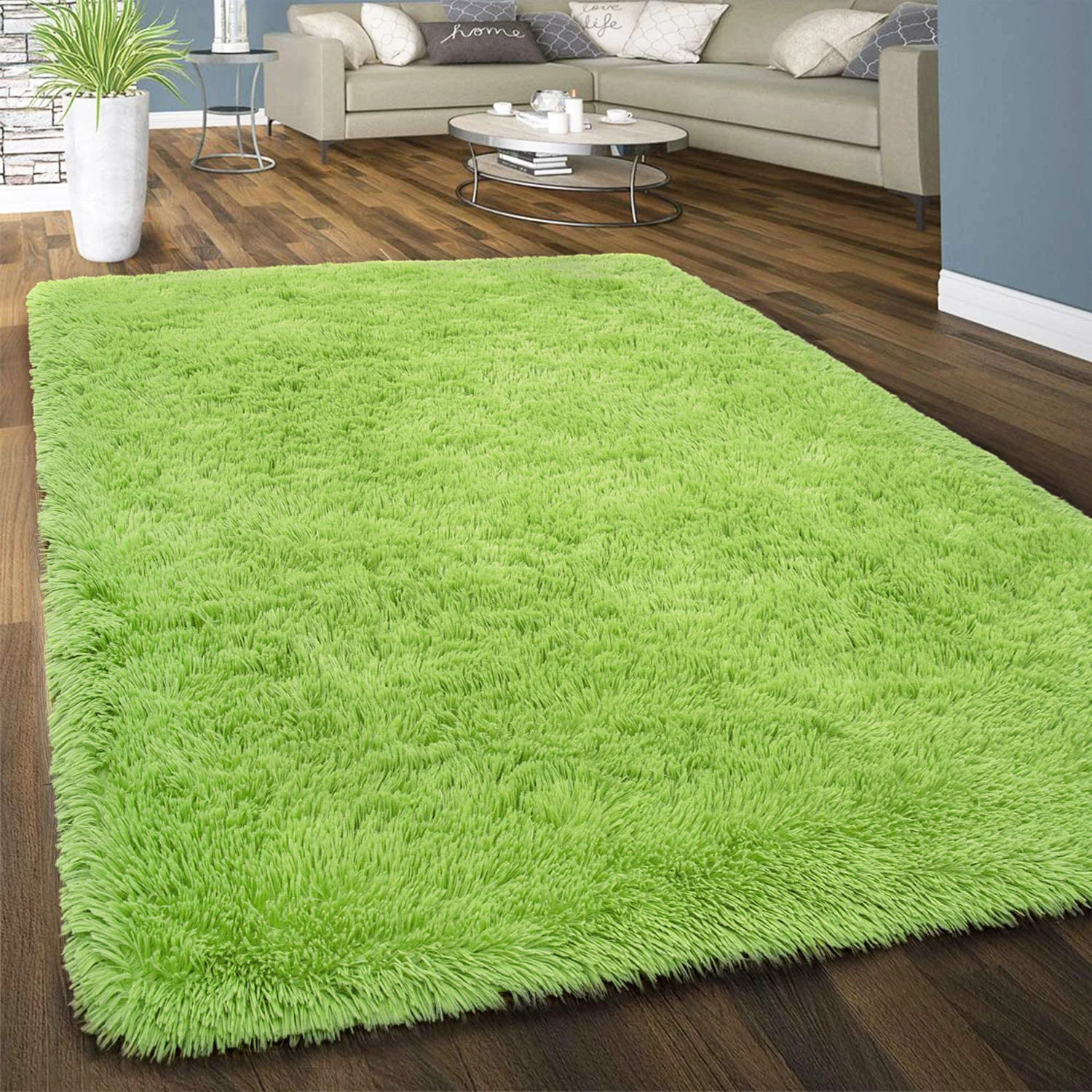 XL Extra Large Soft Shag Rug Carpet Mat (Green, 300 x 200) - Image 13