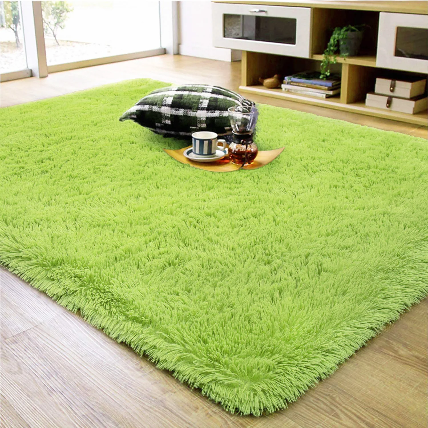 XL Extra Large Soft Shag Rug Carpet Mat (Green, 300 x 200) - Image 5