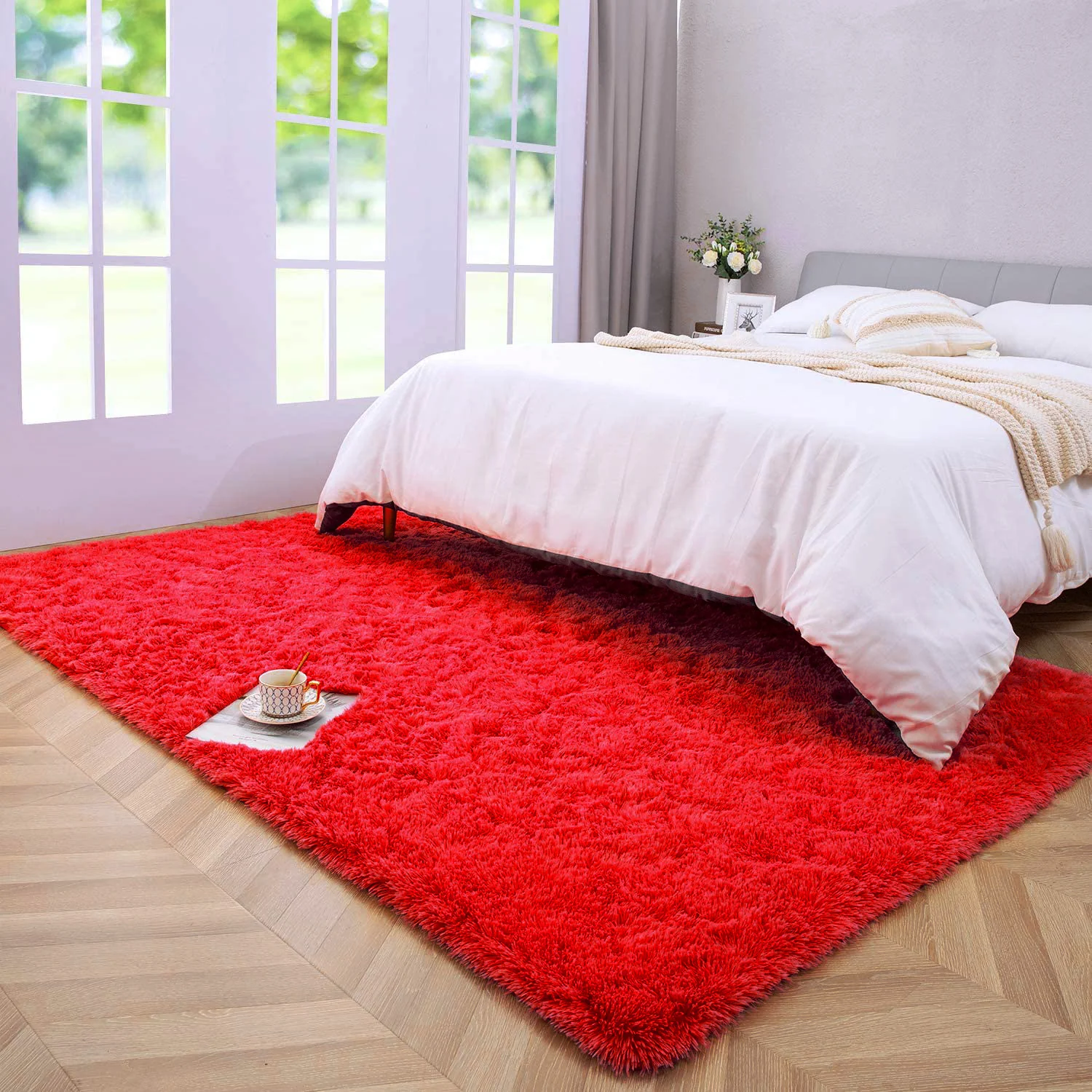 XL Extra Large Soft Shag Rug Carpet Mat (Red, 300 x 200) - Image 13