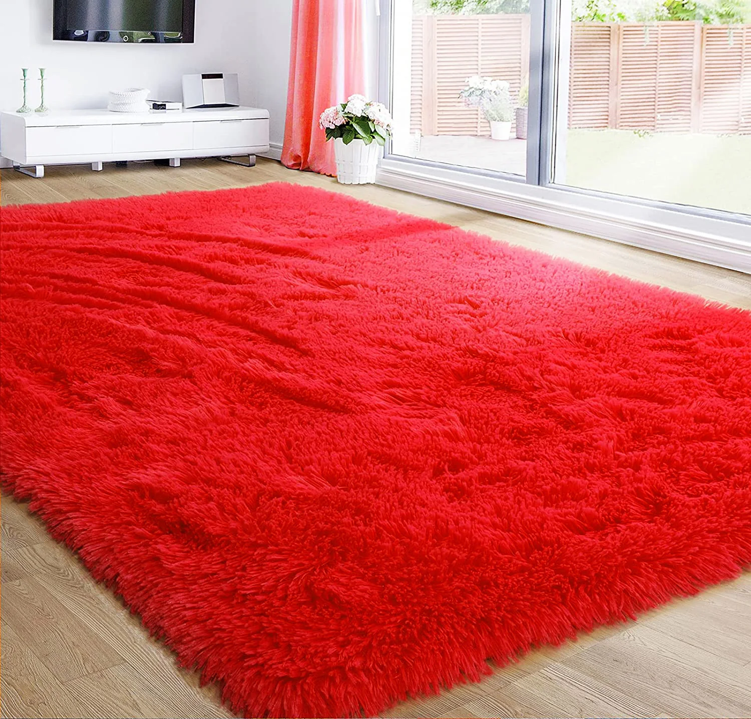 XL Extra Large Soft Shag Rug Carpet Mat (Red, 300 x 200) - Image 4