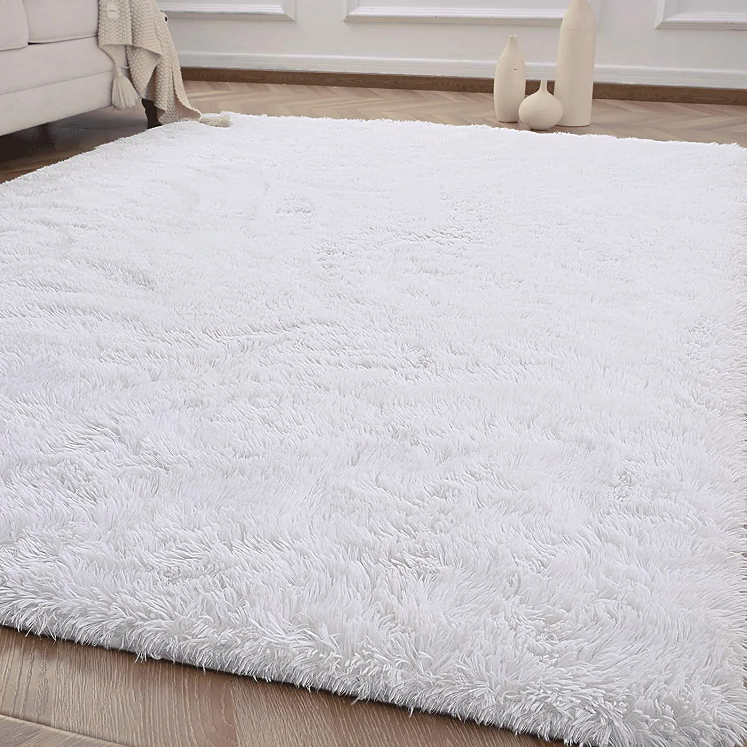 XL Extra Large Soft Shag Rug Carpet Mat (White, 300 x 200) - Image 4