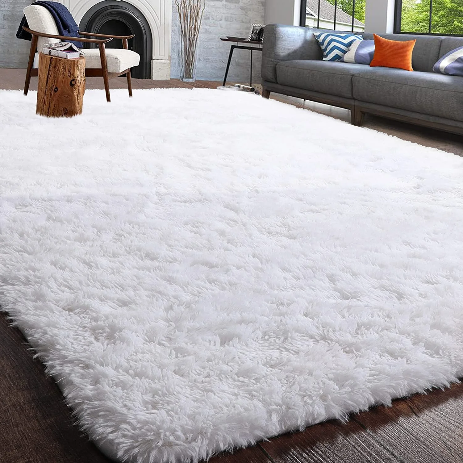 XL Extra Large Soft Shag Rug Carpet Mat (White, 300 x 200) - Image 5
