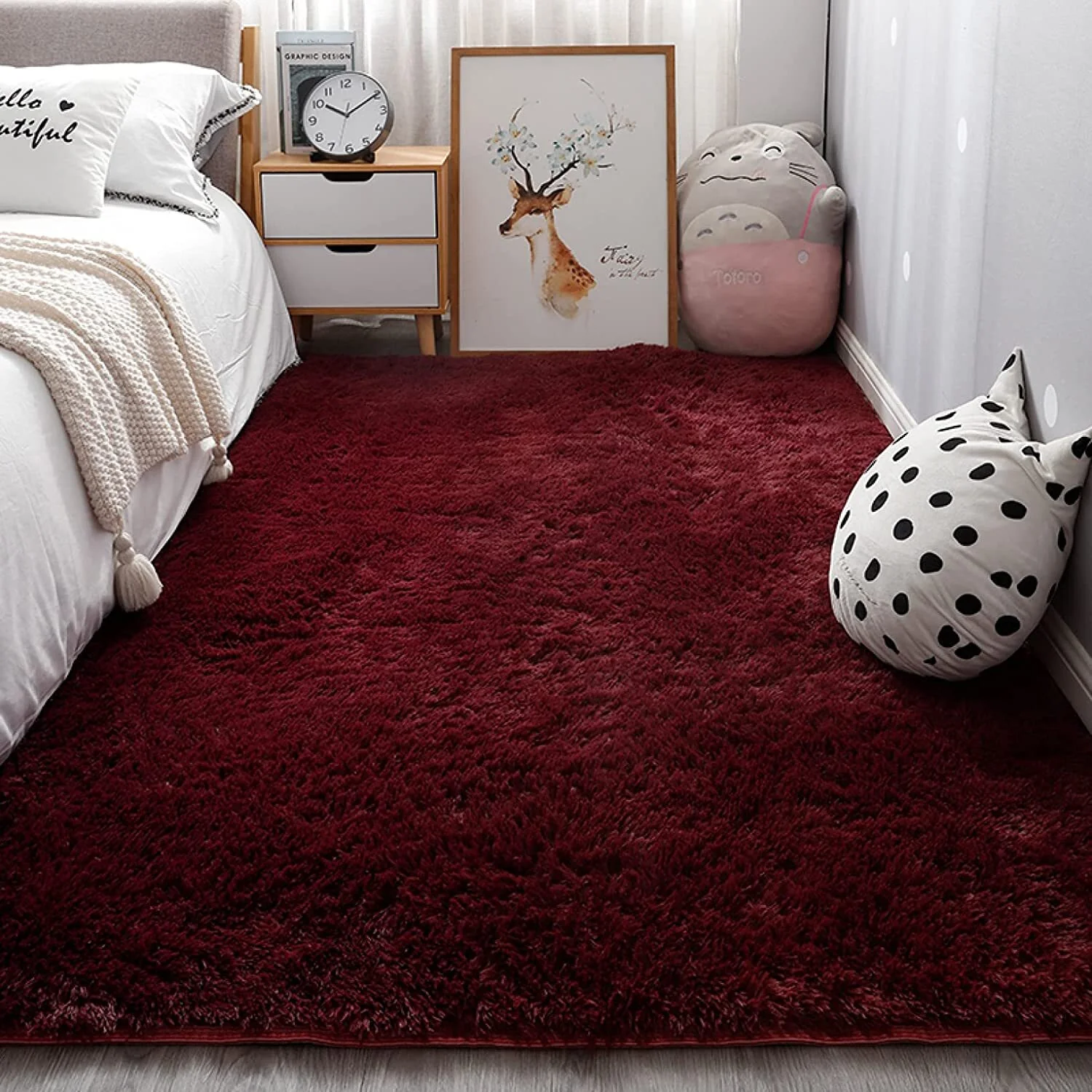 XL Extra Large Soft Shag Rug Carpet Mat (Wine, 300 x 200) - Image 22