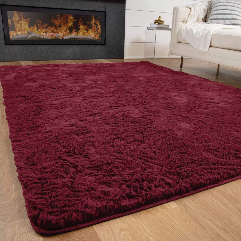 XL Extra Large Soft Shag Rug Carpet Mat (Wine, 300 x 200) - Image 3