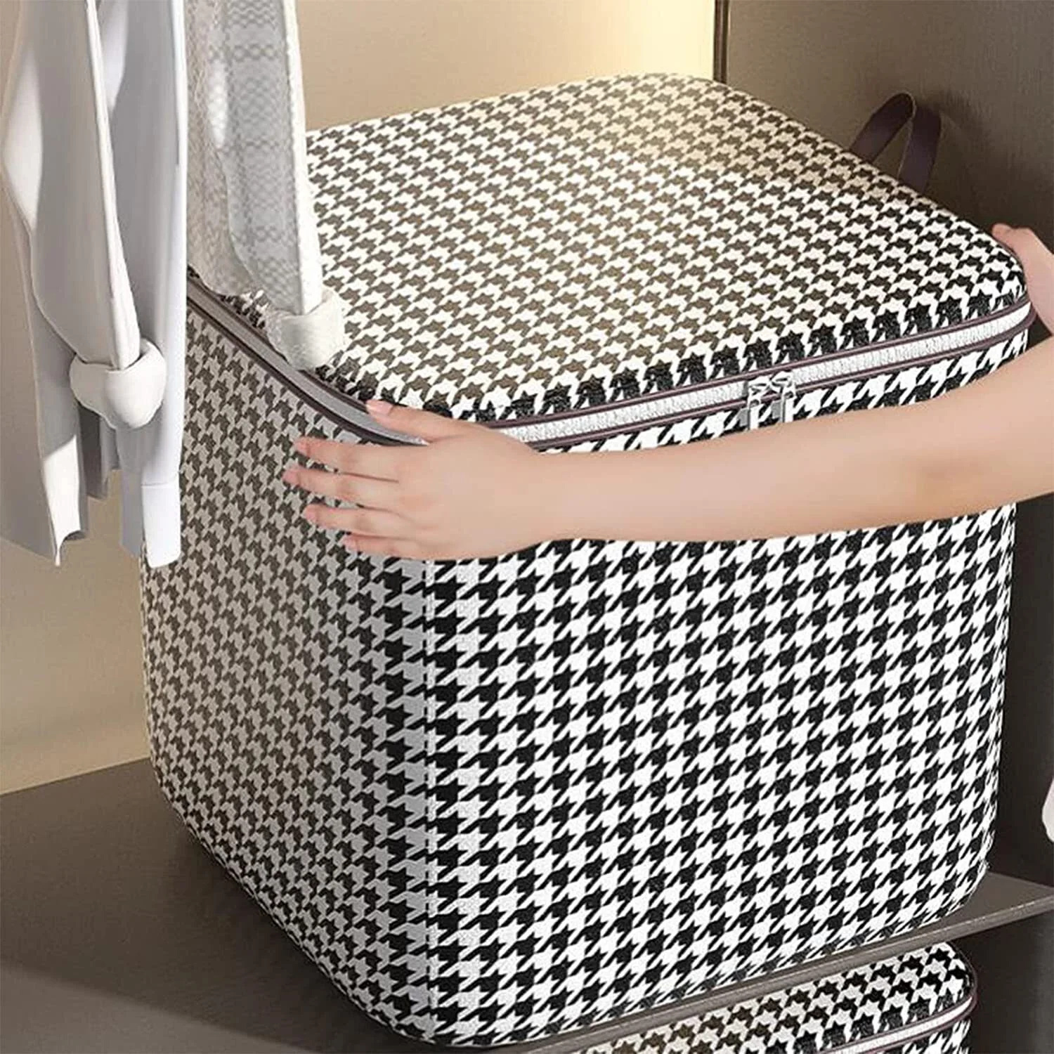 XL Huge 100L Zipped Storage Bag Portable Large Capacity Wardrobe Organizer Box - Image 2