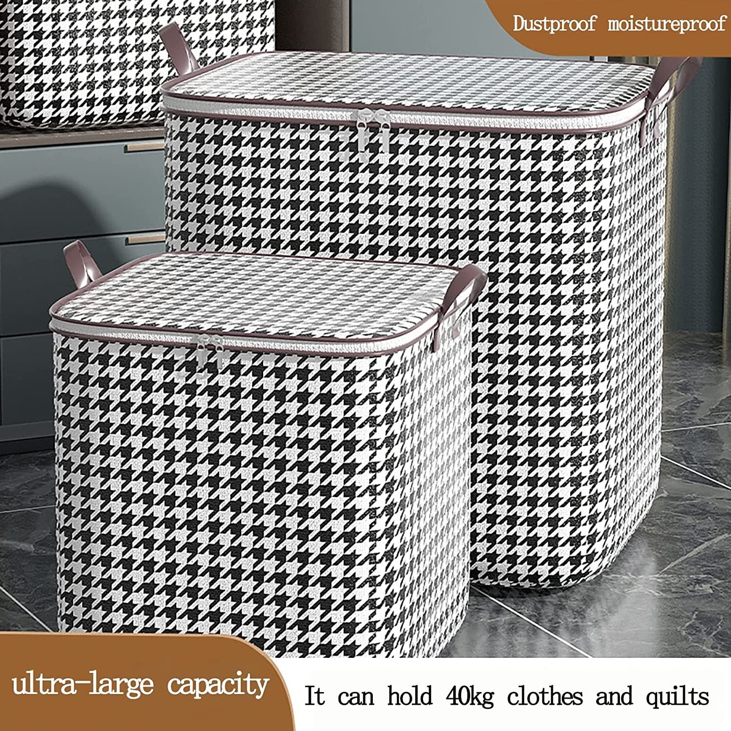 XL Huge 100L Zipped Storage Bag Portable Large Capacity Wardrobe Organizer Box - Image 5