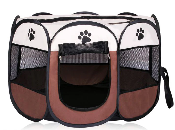 XL Portable Foldable Pet Dog Cat Playpen (Extra Large, Chocolate & Cream) - Image 2
