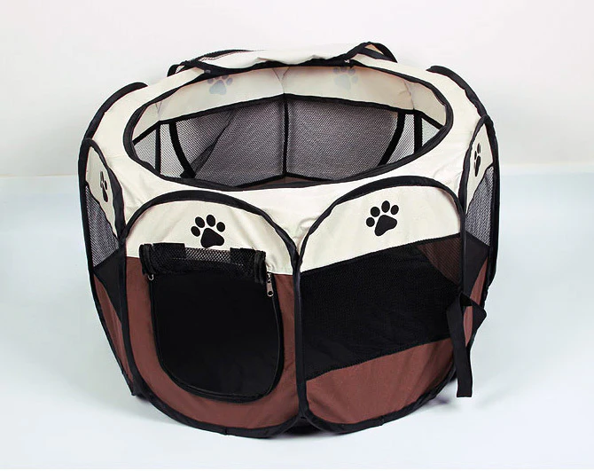 XL Portable Foldable Pet Dog Cat Playpen (Extra Large, Chocolate & Cream) - Image 8