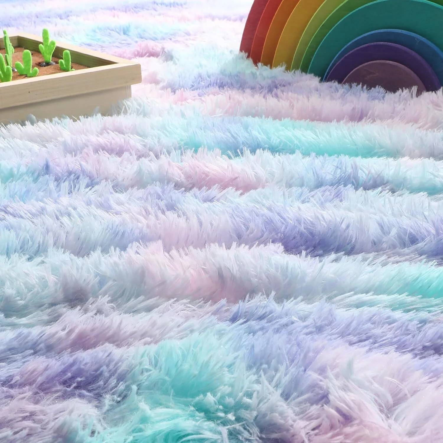 XL Purple Rainbow Dream Comfortable Shag Rug (300 x 200) - Image 4
