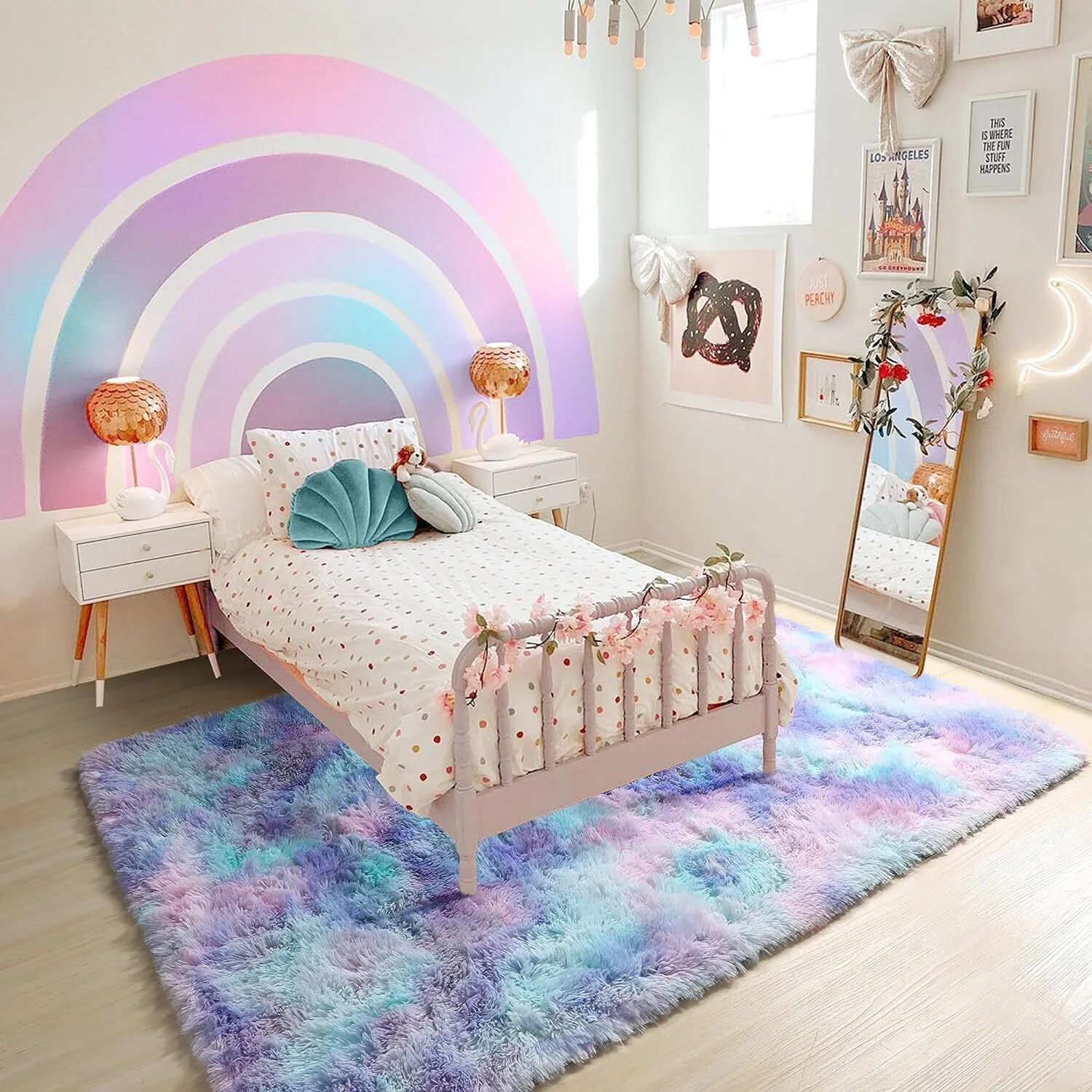 XL Purple Rainbow Dream Comfortable Shag Rug (300 x 200) - Image 9