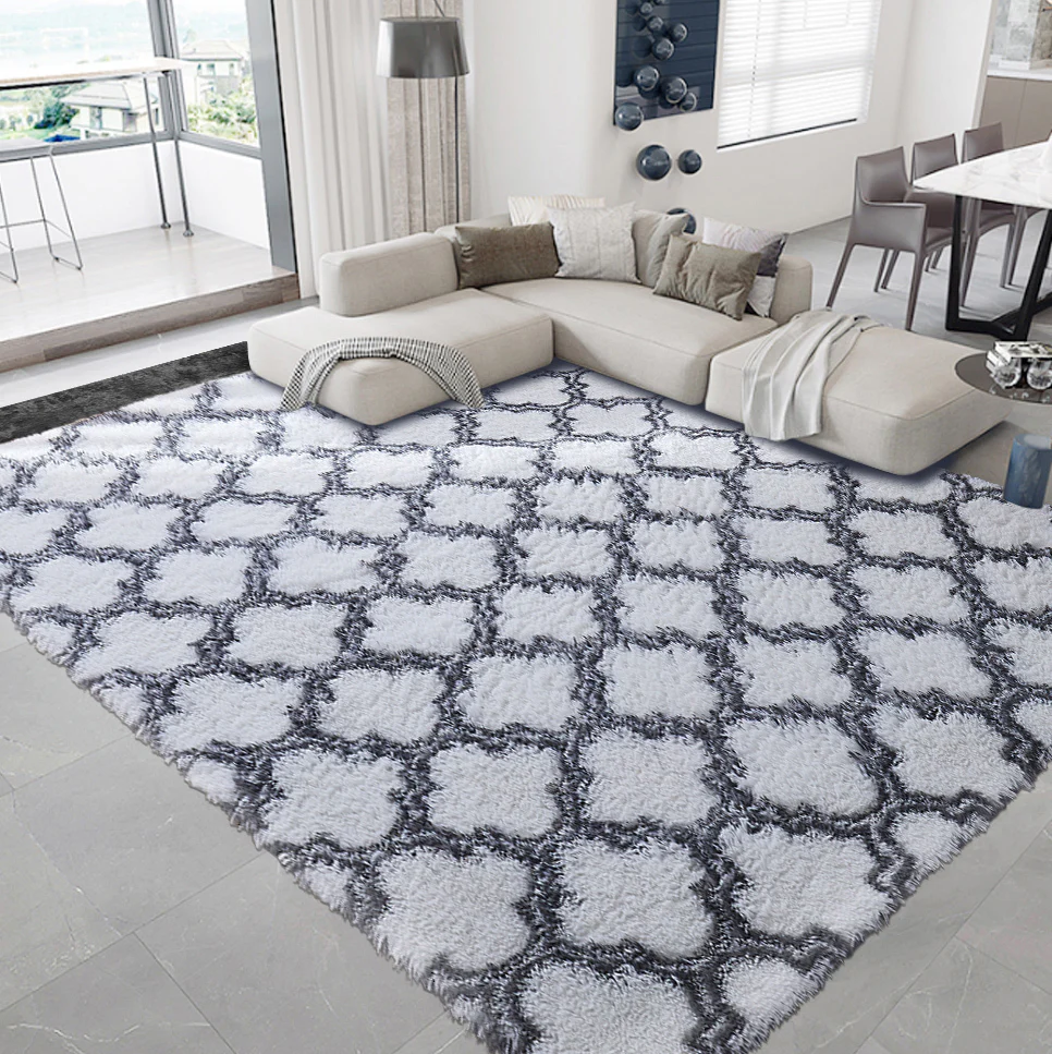 XL Soft Comfortable Shag Rug (300 x 200, White Lattice) - Image 13