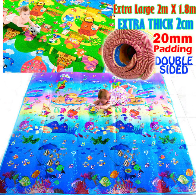 XXL Double Sided 20mm Extra Thick Baby Kids Play Mat 2m - Image 10
