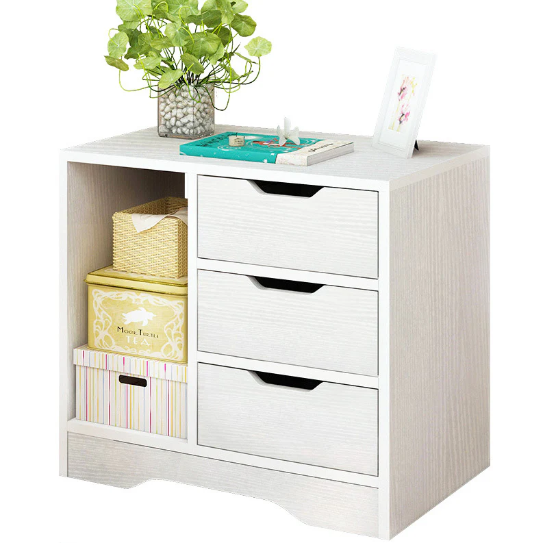 Zest 3 Drawer Cabinet and Shelf Utility Side Table (White) - Image 11