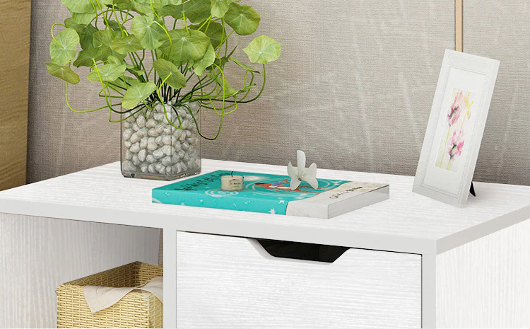 Zest 3 Drawer Cabinet and Shelf Utility Side Table (White) - Image 7