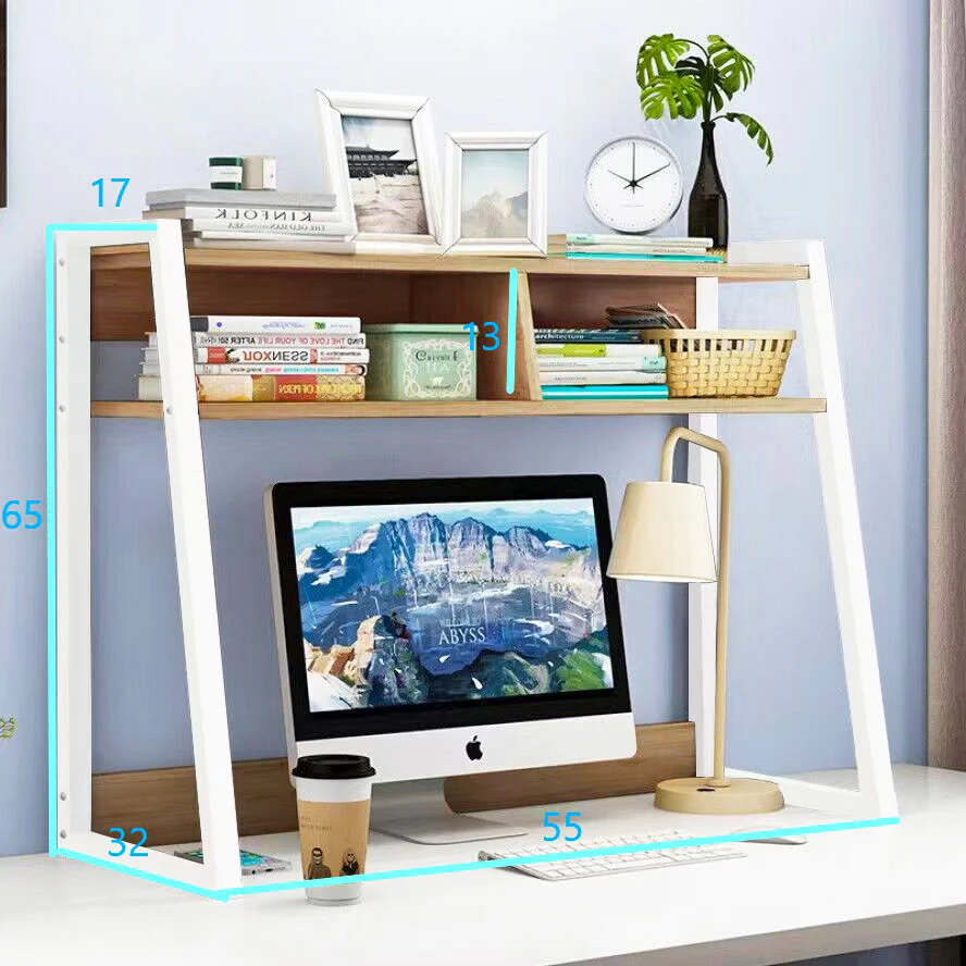 Zion Versatile Desk Hutch Storage Shelf Unit Organizer (Natural Oak) - Image 2